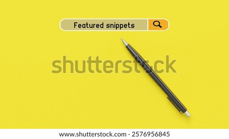 3d illustration.Featured snippets on the web search page. Pencil and yellow background. 