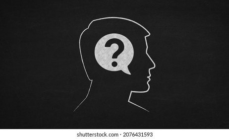 3d Illustration,male Silhouette,question Mark And Ideas Concept