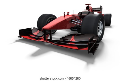 3d illustration/rendering of a red and black race car isolated on white - my own car design - Shutterstock ID 46854280
