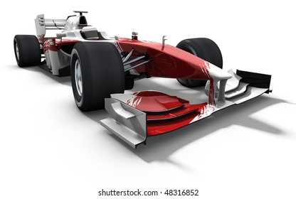 3d illustration/rendering of a red and white race car isolated on white - my own car design