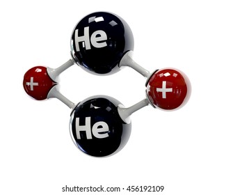 3D Illustrator Molecule Of Helium On A White Background