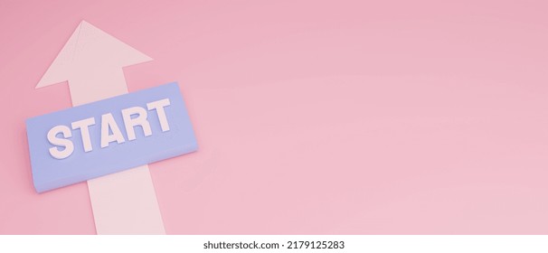 3d Illustrator Pink Wallpaper Of Successful Goal, Start To Do At Once For A Bright Future, Positive Mindset.