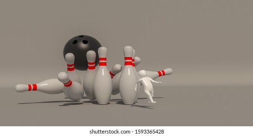 3d illustrator, 3d rendering, symbol of the Bowling.