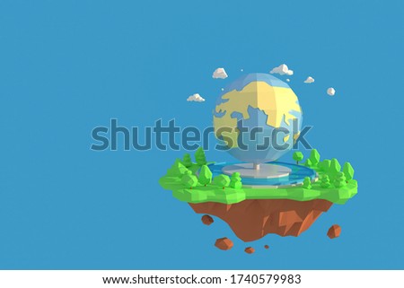 3D illustrator of World. 3d rendering Low Polygon Geometry Background. Abstract Polygonal Geometric Shape. Lowpoly Minimal Style Art.