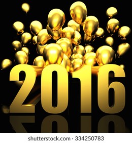 3d image of 2016 and balloon