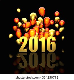 3d image of 2016 and balloon