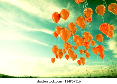3d image of balloons outdoor background.