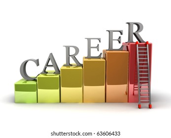 A 3d image of career ladder. Isolated on white.