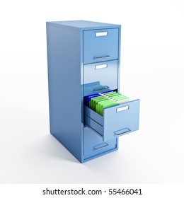 3d image of classic file cabinet on white