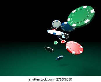 3d image of classic poker chips and green table - Powered by Shutterstock