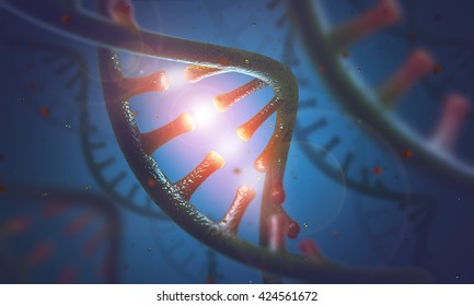 3D Image Concept Of DNA And RNA Molecules.