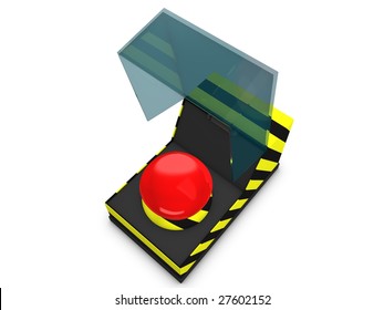 3d image, conceptual emergency button
