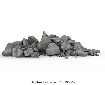 3d image of concrete rubble on white