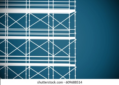 3d image of construction scaffolding against dark blue background