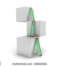 3D image of cubes with ladder representing path to success
