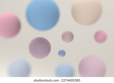 3D Image of Delicate Ball Background - Pastel Sphere with DOF Effect - Light Elegant Graphic Design Backdrop
