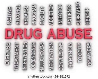 3d Image Drug Abuse Issues Concept Word Cloud Background