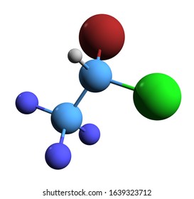 3D Image Of Halothane Skeletal Formula - Molecular Chemical Structure Of General Anesthetic Isolated On White Background
