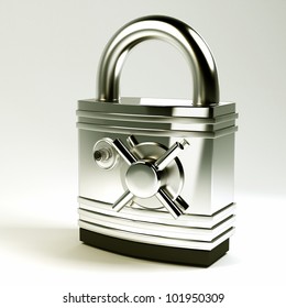 3d Image Of Hi Tech Pad Lock With Safe Lock