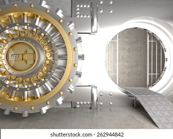3d image of huge vault door