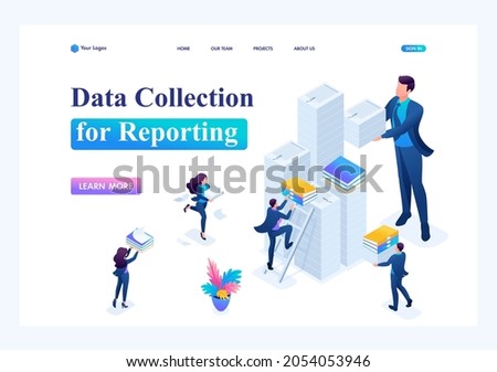 3D image Isometric Data collection for reporting, audit company in tax period