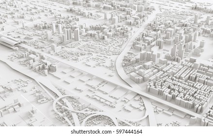 3D image render,Aerial view of cityscape background