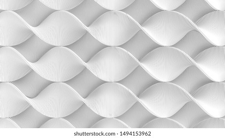 3d image rendering of white geometric twisted ribbon background