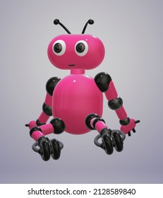 3d image robot toy bee pink color