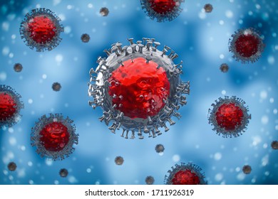 the 3d image of the Simulation of coronavirus microscopic. the concept of coronavirus, covit-19, medical and healthcare.