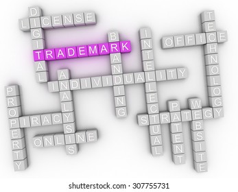 3d image Trademark word cloud concept