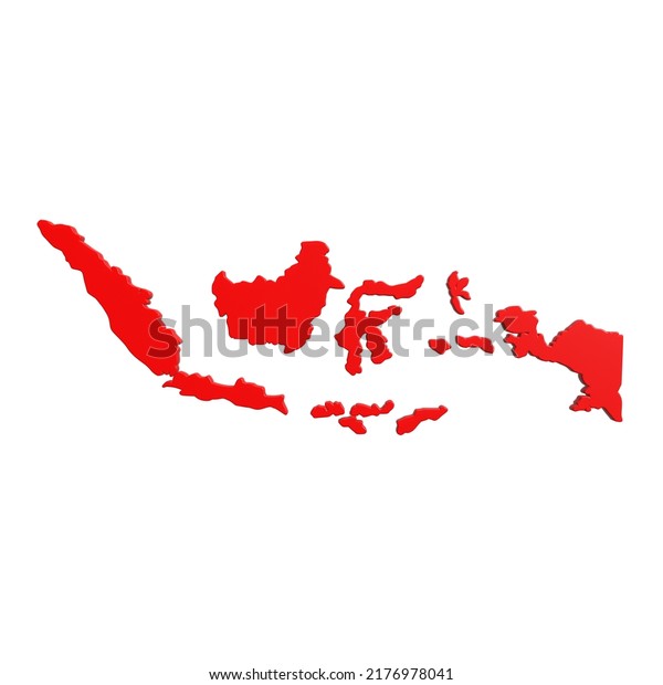 3d Indonesia Map Illustration Front View Stock Illustration 2176978041 ...