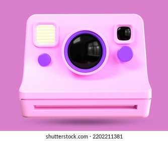 3d Instant Camera Color Icon. Three Dimensional Render Illustration.