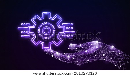 3d Integration Technology icon neon style