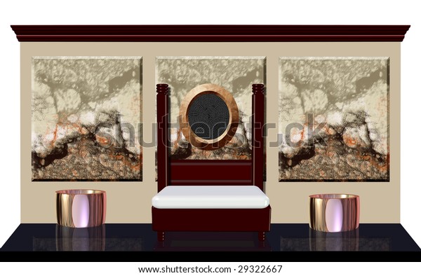 3d Interior Bed Marble Decor Surrounding Stock Illustration 29322667