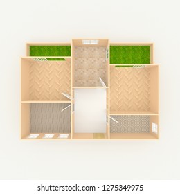3d interior illustration rendering of empty home apartment - Shutterstock ID 1275349975