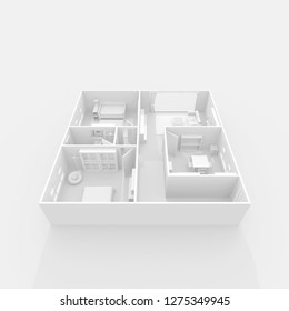 3d interior illustration rendering of furnished home apartment