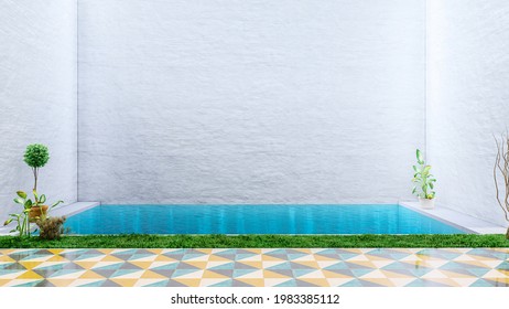 3d Interior Render Pool White Walls Stock Illustration 1983385112 ...
