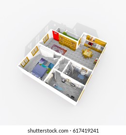 Isometric Home Office Home Alphabet Shape Stock Illustration 1736933078