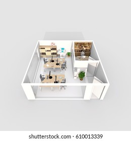 3d interior rendering furnished office