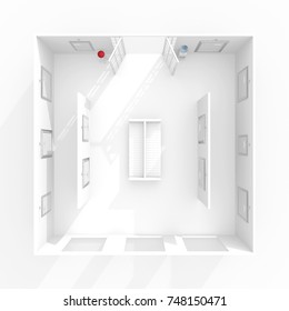 3d Interior Rendering White Gallery Stock Illustration 748150471 ...