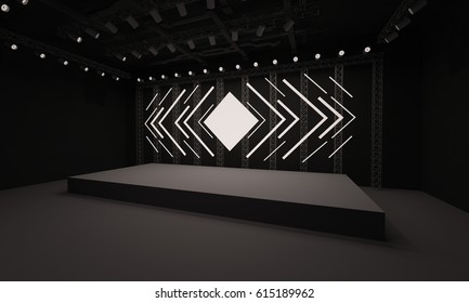 3D Interior Stage Event Led Tv Light Night Staging Render Illustration