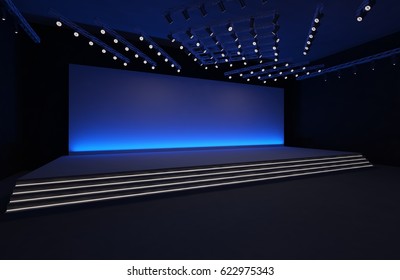 3D Interior Stage Event Led Tv Light Night Staging Render Illustration