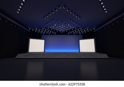 3D Interior Stage Event Led Tv Light Night Staging Render Illustration