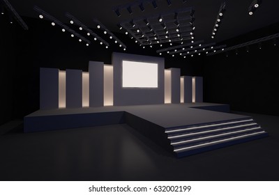 3d Rendering Stage Event Led Tv Stock Illustration 606677399