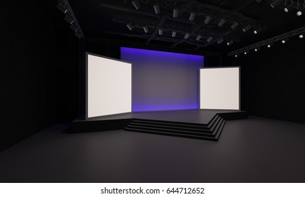 3D Interior Stage Event Led Tv Light Night Staging Render Illustration