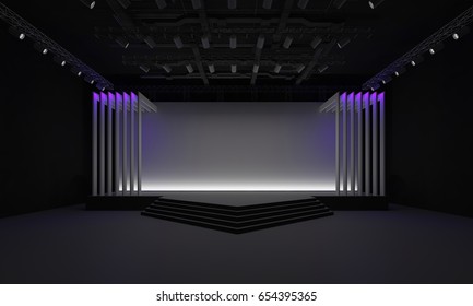 3D Interior Stage Event Led Tv Light Night Staging Render Illustration