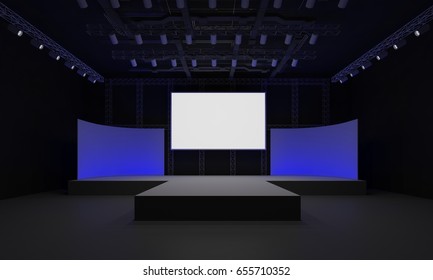 3D Interior Stage Event Led Tv Light Night Staging Render Illustration