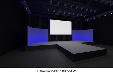 3D Interior Stage Event Led Tv Light Night Staging Render Illustration