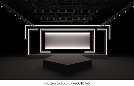 3D Interior Stage Event Led Tv Light Night Staging Render Illustration