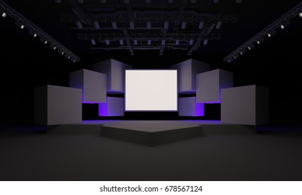 3D Interior Stage Event Led Tv Light Night Staging Render Illustration